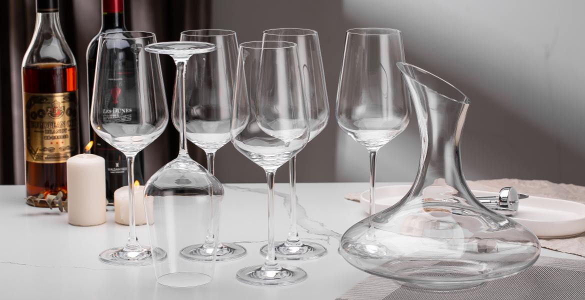 crystal red wine glasses set