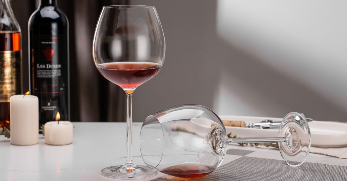 Burgundy red wine glass