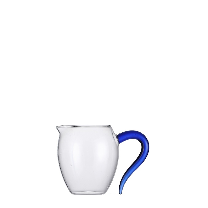 glass pitcher with blue handle