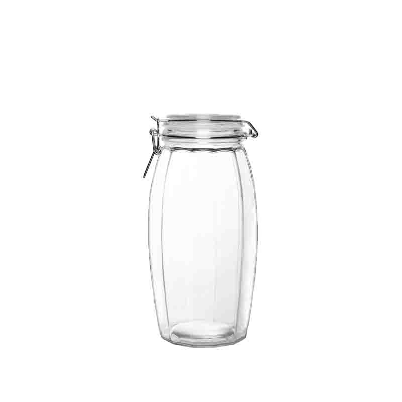 Glass storage jars with metal clip