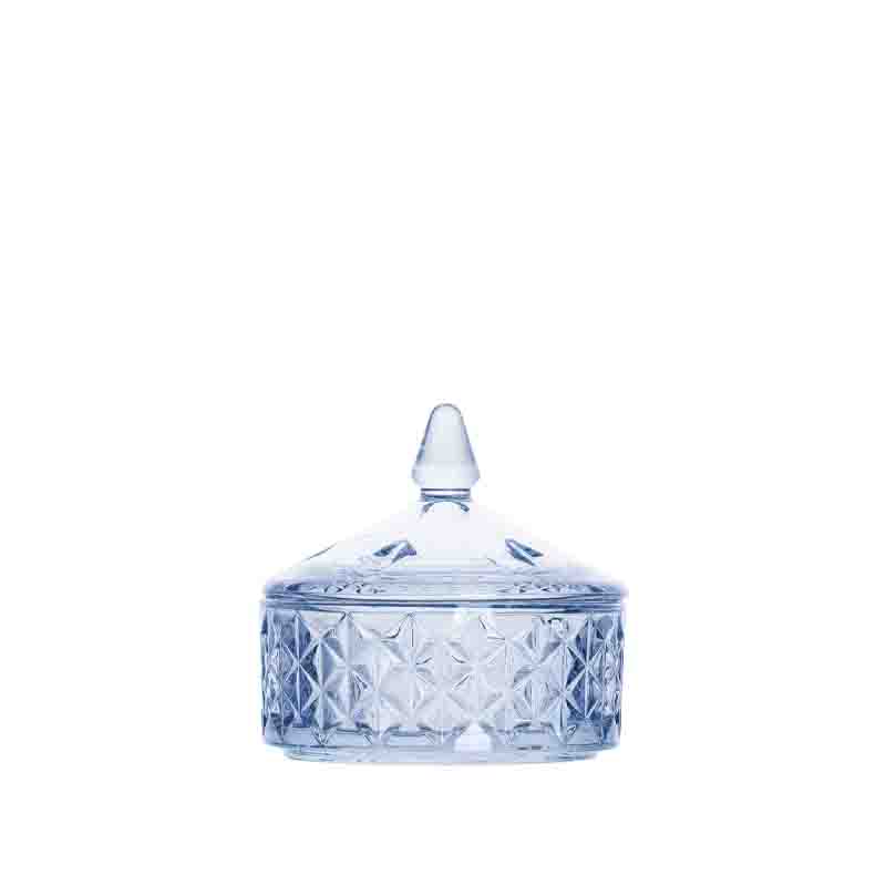 Diamond cut glass candy jar