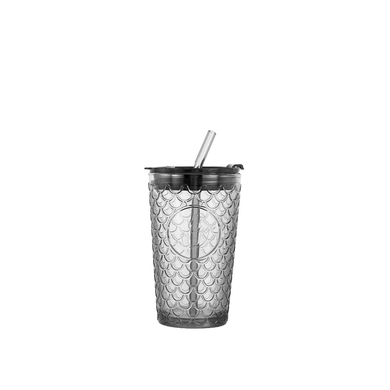 Reusable glass iced coffee tumbler