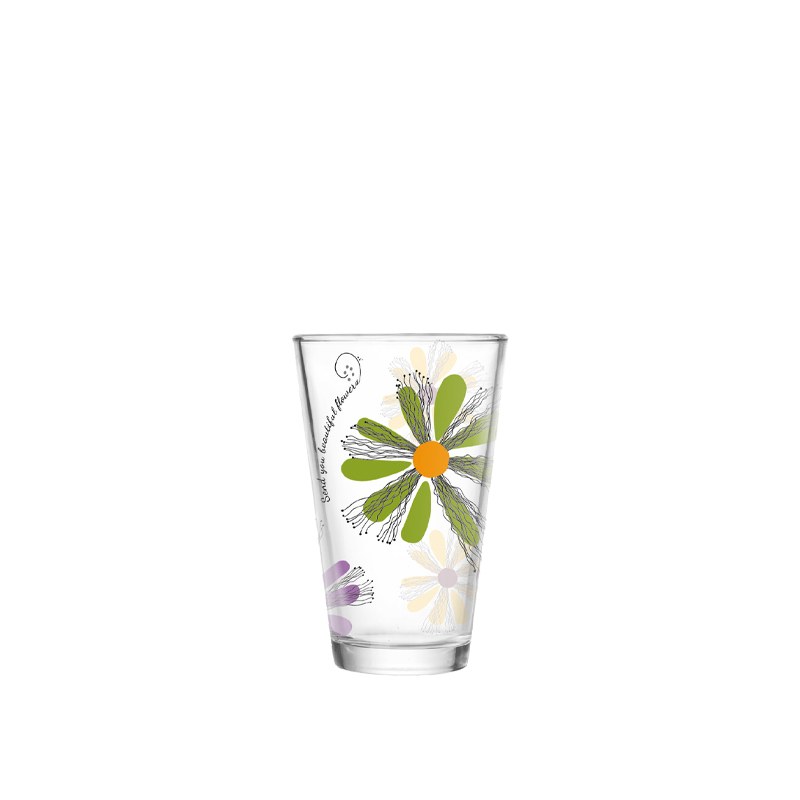 Floral glass tumbler
