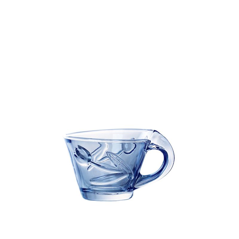 clear glass cup with handle