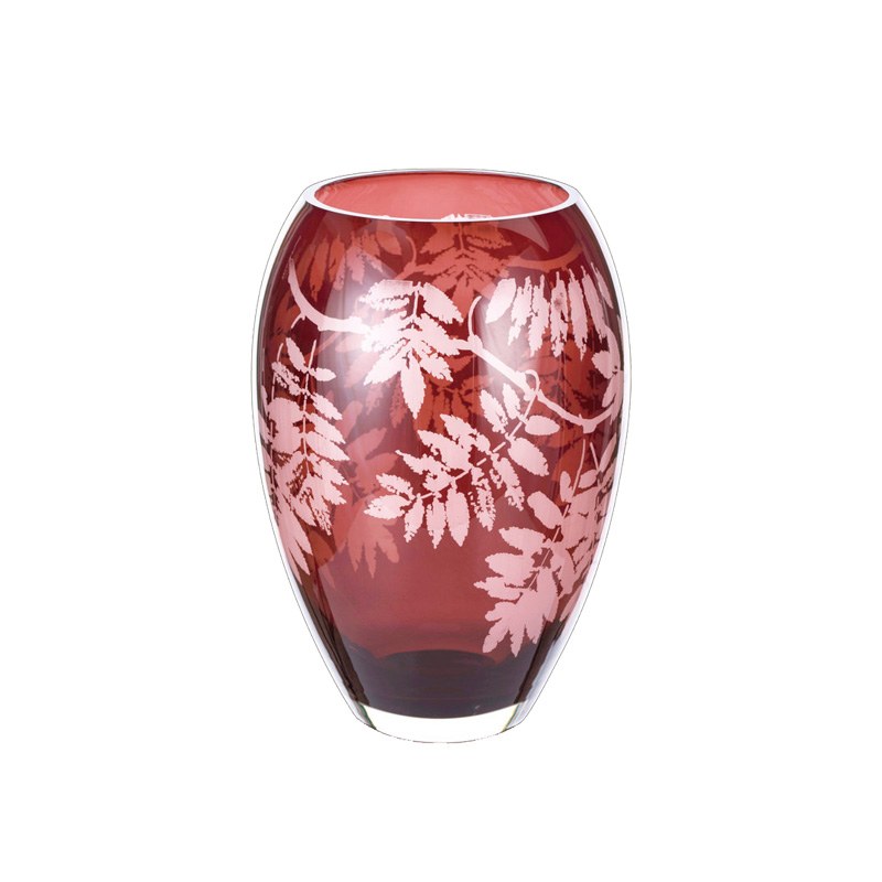 red glass vase for home decor