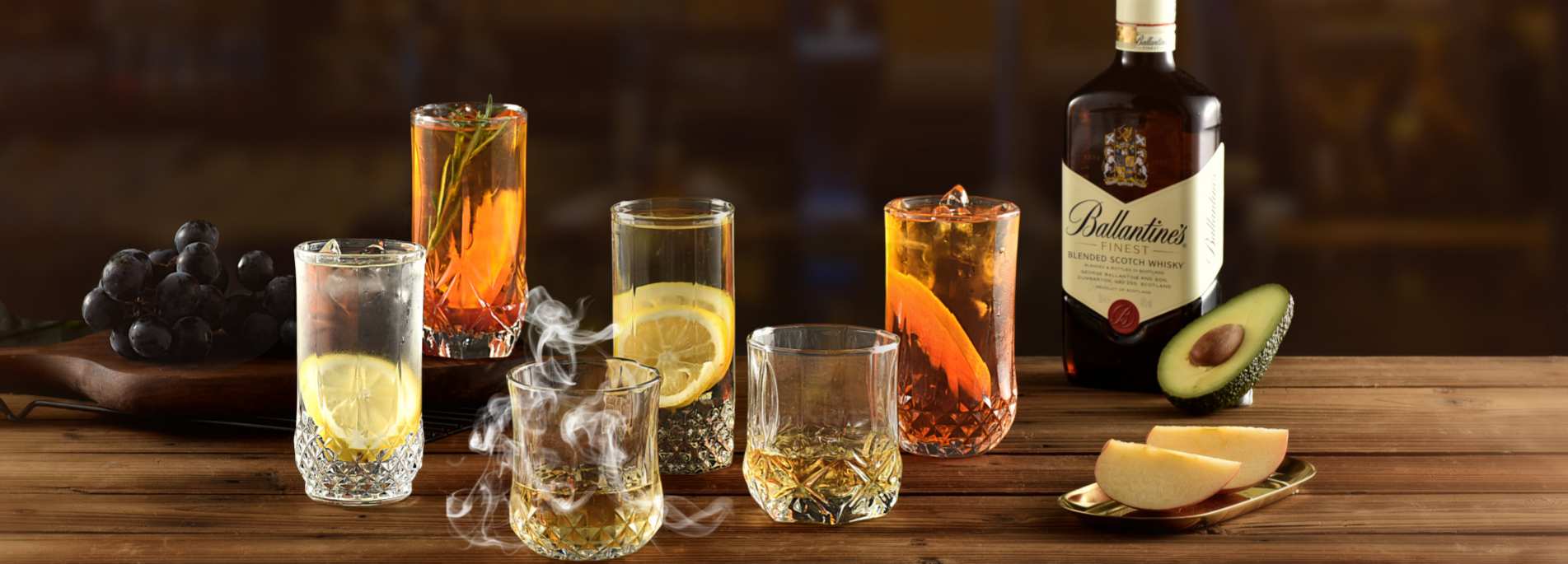 Xinghuo Glass Crystal Series Whiskey Glasses: A high-end bar-themed marketing poster for a subtly tipsy experience.
