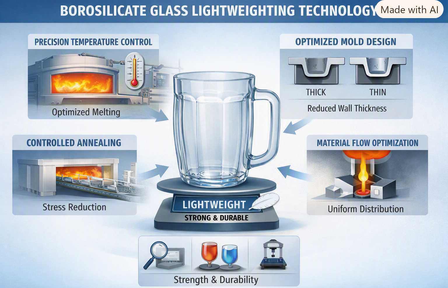 Schematic diagram of Xinghuo lightweight high borosilicate glass technology Schematic diagram of Xinghuo lightweight high borosilicate glass technology