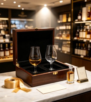 This exquisitely packaged wooden box whisky aroma glass gift set is suitable for business gifts and high-end retail display.