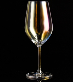 Xinghuo Glass iridescent crystal wine glass with gold and purple electroplated luster
