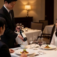 Xinghuo Glass iridescent wine glasses at hotel banquet
