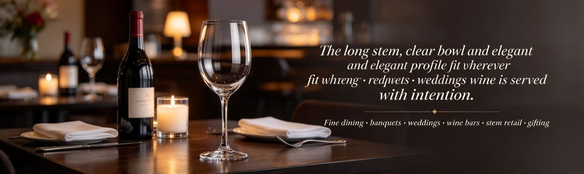 xinghuo-glass-elegant-wine-goblet-fine-dining-banner Crystal goblets served with red wine in a fine dining restaurant setting