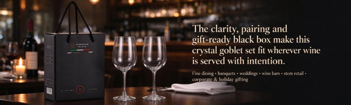 Xinghuo Crystal Glass Stem Wine Glass Black Gift Set Restaurant Banner Display Image