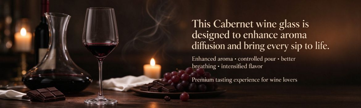 Xinghuo Cabernet Sauvignon Crystal Wine Glasses and Decanters Table Banner Display Image