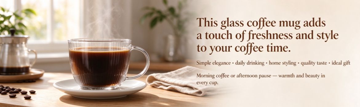 Xinghuo vertical striped heat-resistant glass coffee cups and saucers for dining tables - Banner display image
