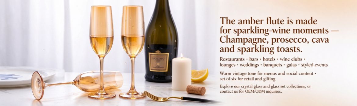 Xinghuo glass, amber crystal champagne goblet, banner display image.