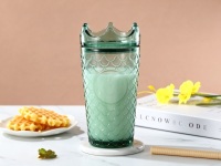 XHKB178 tumbler wave-crown glass lid sculpted cover dust barrier