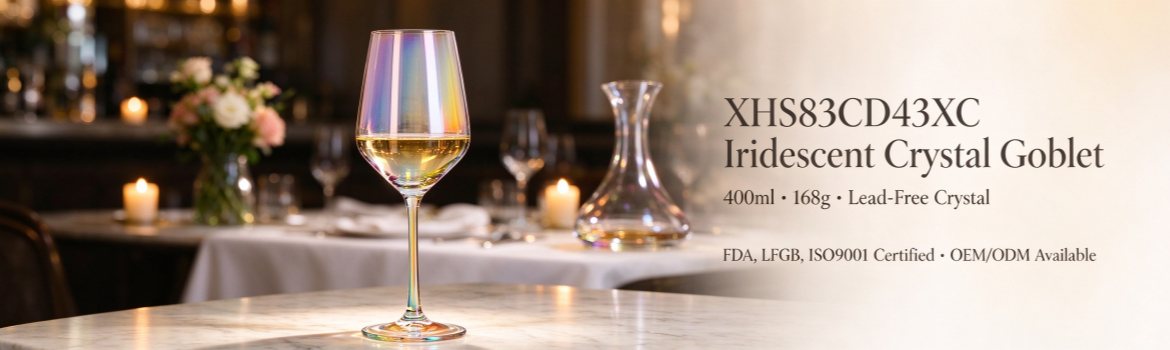 XHS83CD43XC iridescent electroplated crystal wine goblets set for weddings hotels and retail gift sets
