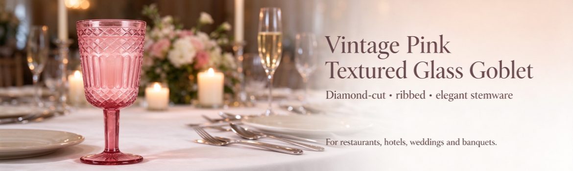 300ml vintage pink diamond glass goblet at wedding and banquet table setting - XHDSKB170P