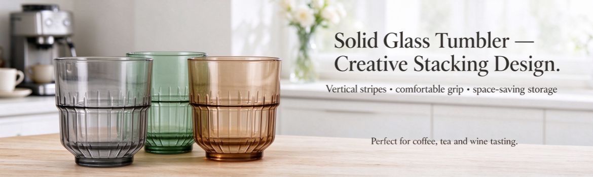 340ml vertical rib solid color glass tumbler for restaurant and hotel - XHY5865