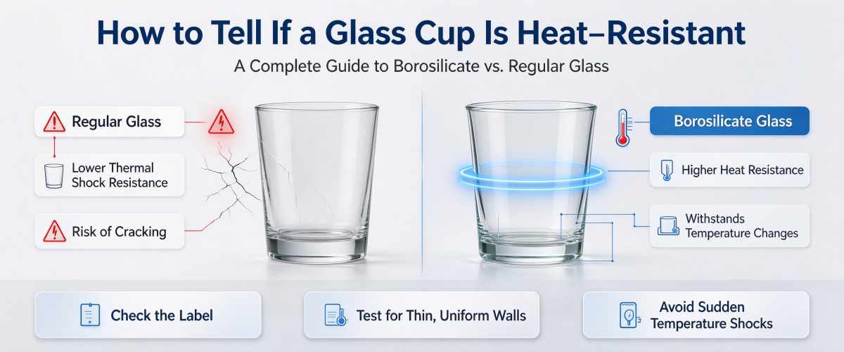 Illustrated comparison of high-silicon borosilicate heat-resistant glass and ordinary glass.