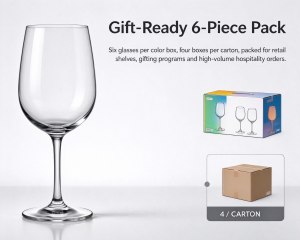 Xinghuo Glass Crystal Wine Glass 6-Piece Gift Set and Outer Box Packaging Diagram